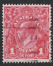 Australia King George V 1d Red Flaw 