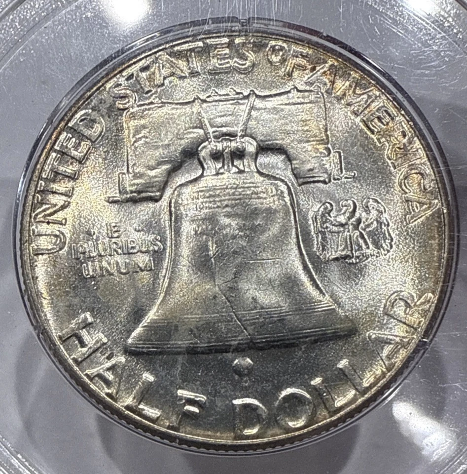 1954 P Franklin Silver Half Dollar PCGS MS64 OGH Rattler Blast White Coin - Image 4 of 4