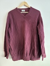 L.L. Bean Men's Solid Maroon Cotton Blend Rib-Knit Long Sleeve V-Neck Sweater L