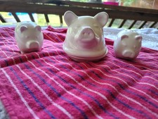 Framyard Collection Ceramic Pig Butter Dish With Lid 2 Piglet Salt Pepper Shaker