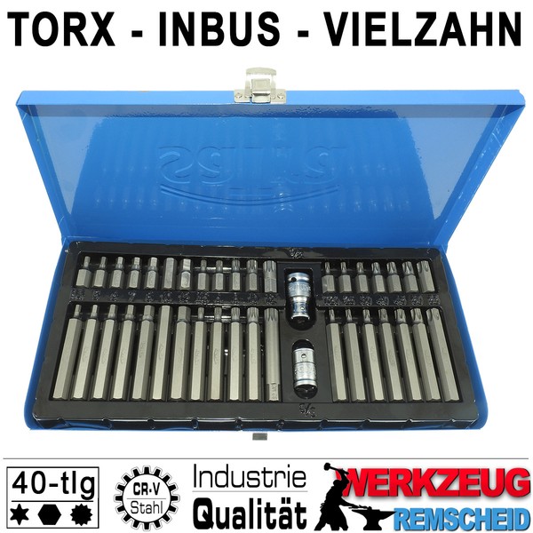 40-Tlg Stecknuss Satz Torx Hexagon Vielzahn Bit 12-Kant 6-Kant FüR Inbus Schraub-image
