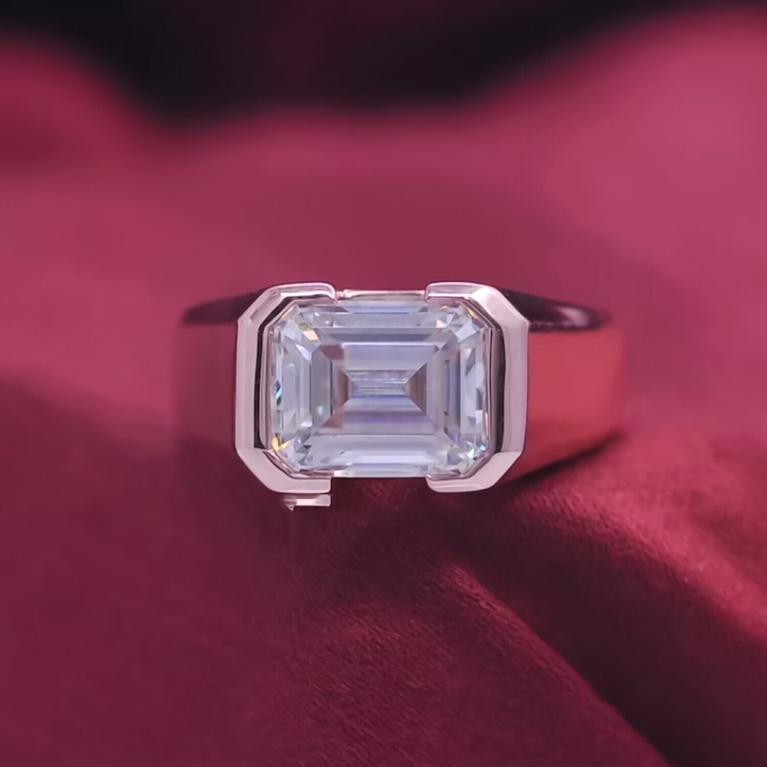 6.55 Ct Emerald Cut Off White Diamond Ring 925 Silver – Bridal Special
