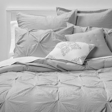 8pc Queen Pinch Pleat Comforter Set Gray - Threshold™: Polyester,