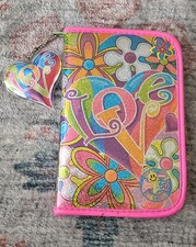 Vintage Y2k Lisa Frank Glitter Groovy Love Zip Planner Organizer