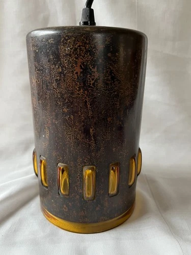 Mid Century modern NANNY STILL FOR RAAK Copper Amber Glass Ceiling Lamp