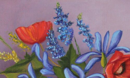 Red Poppies Original Oil Painting Floral Still Life Flowers Bouquet 20x24in - Picture 3 of 13