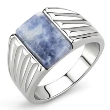 TK1799 - High polished (no plating) Stainless Steel Ring with Semi-Precious