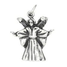 Sterling Silver 3D Angel with Wings Charm or Pendant
