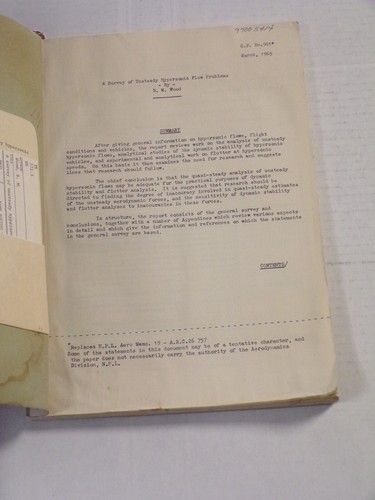 Unsteady Hypersonic Flow Problems by BM Wood 1966 C.P. No 901 - 082223JENON-11 - Picture 2 of 3