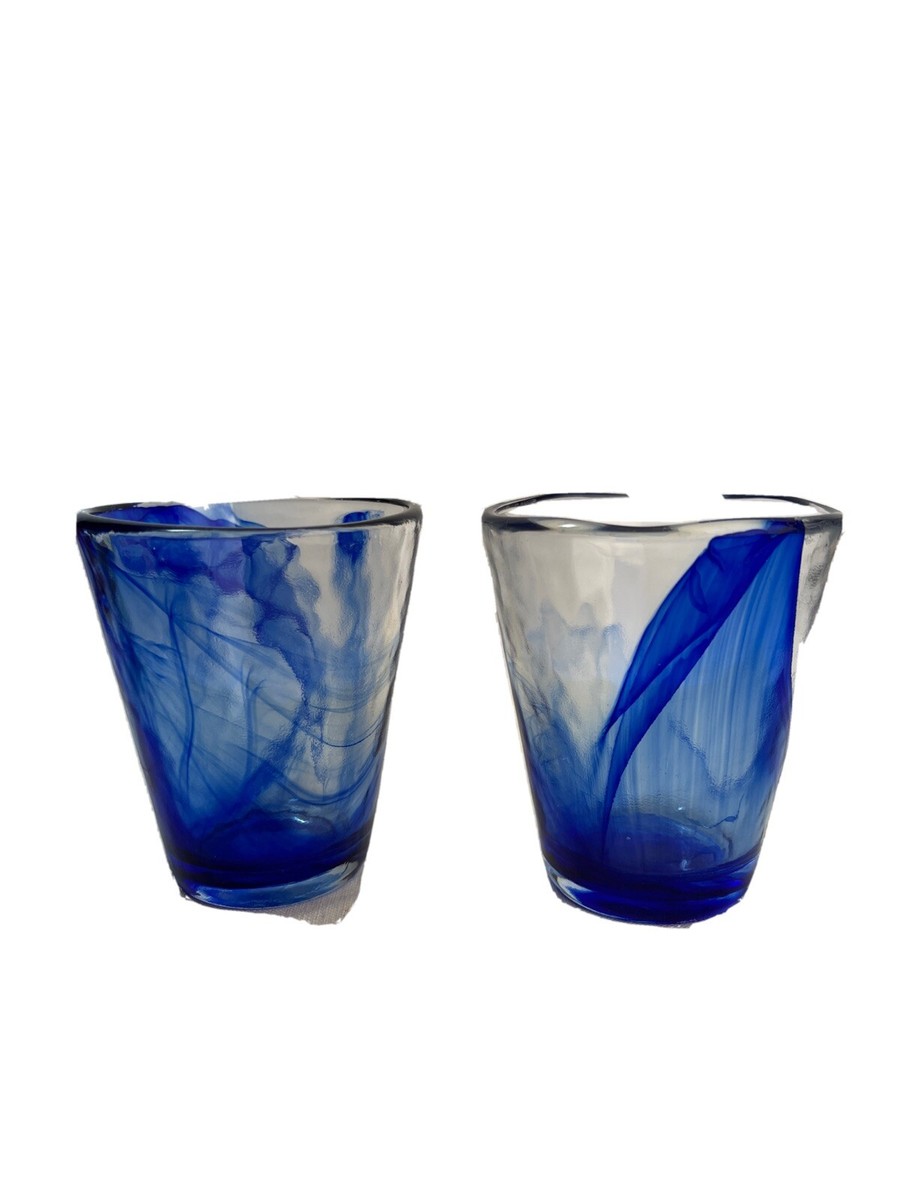 Set of Bormioli Rocco Murano Cobalt Blue Swirl Oz Glass
