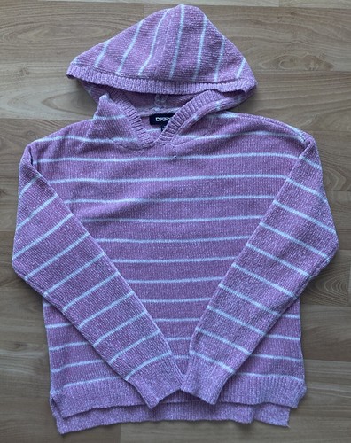 DKNY Youth Girls Chenille Sweater Pink & Hood Size , M (10/12)