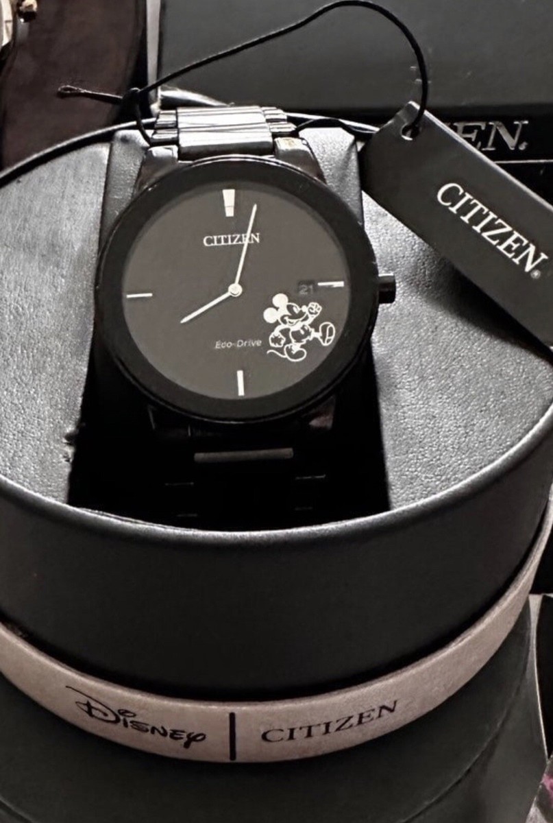 CITIZEN DISNEY MICKEY MOUSE WATCH BLACK STAINLESS STEEL AU1068-50W