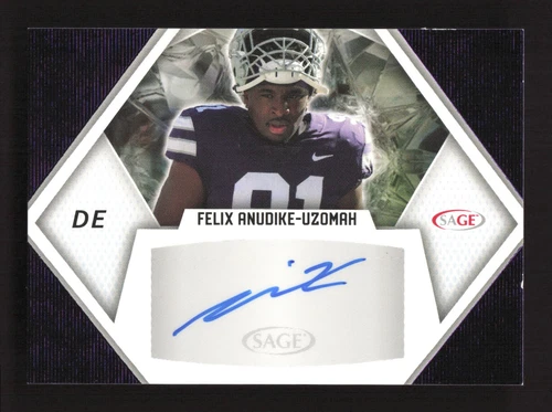 2023 SAGE HIT Autograph Purple Felix Anudike-Uzomah RC Auto #A-FAU Kansas State
