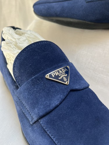 NWB Prada Blue Suede Unisex Loafers. 38.5. Men’s 6 women’s 8. - Picture 2 of 18