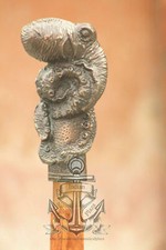Antique Style Octopus Head Handle Victorian Walking Stick Wood Cane Spiral gift