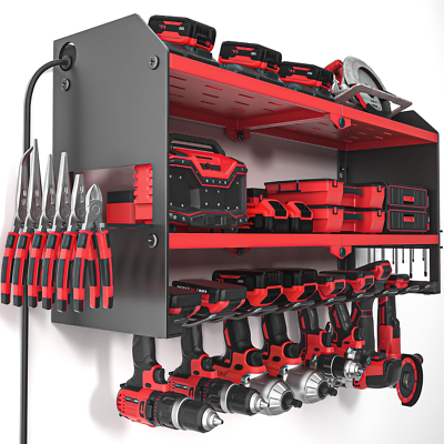#ad Power Tool Organizer with Charging Station Wall Mount Cordless Drill and Batter $151.57