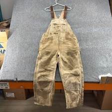 Carhartt Overalls Mens 40x30 Brown Tan Bib Double Knee Quilted Insulated Lined