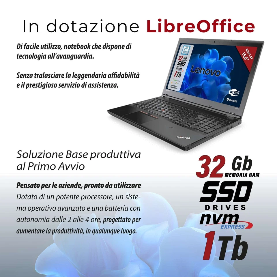 Notebook Pc Portatile Lenovo L570 15,6" i5-7200U 32Gb 1Tb W10 Ricondizionato - Immagine 2 di 4