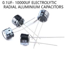 Image of Electrolytic Radial Aluminium Capacitors 6.3V-450V 126 Values 0.1uF- 10000uF