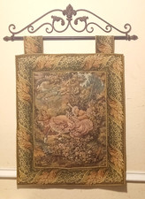 Arazzo da parete vintage scena verdure francese misura con asta ferro 2pz