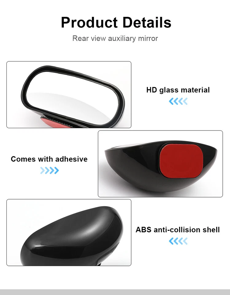 Espejo retrovisor coche punto ciego 360° gran angular vista lateral trasera aparcamiento accesorio auxiliar Foto 4 de 4