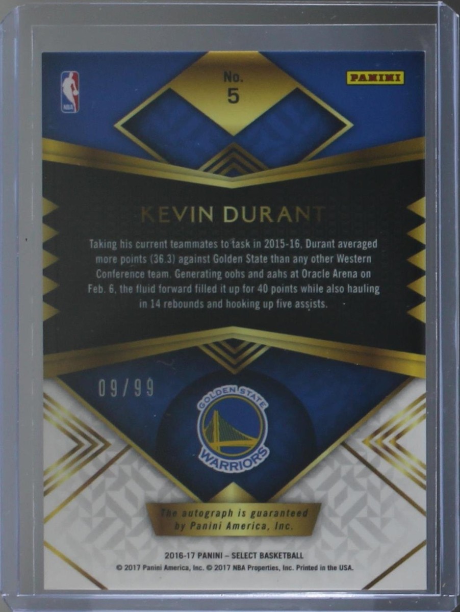 直筆サイン　裏面サイン　Shu　シュウ　ファーストアリス　ジークレー　5/50 2016-17 Panini Select - Kevin Durant #5 for sale | eBay