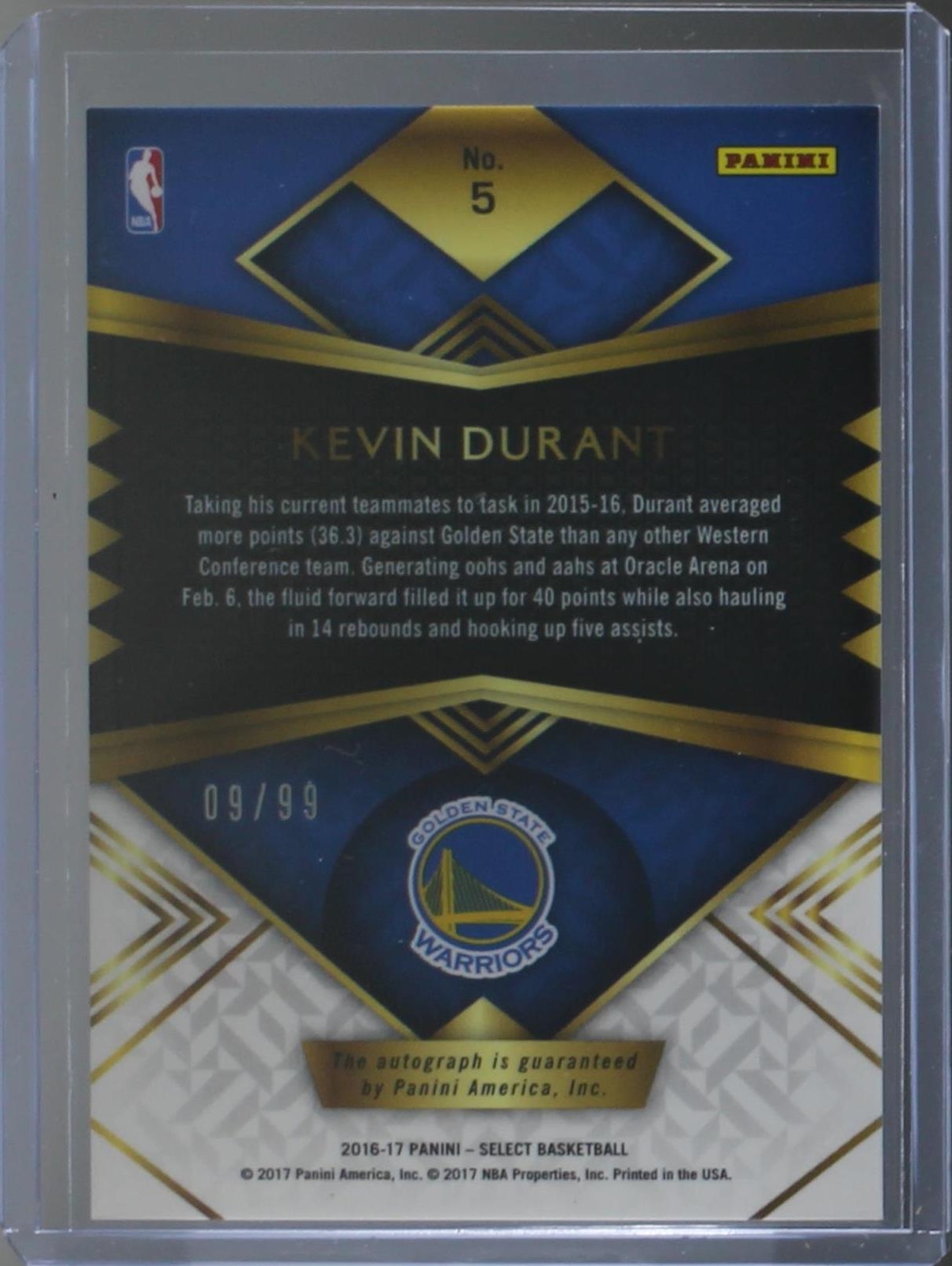 2016-17 Panini Select - Kevin Durant #5 for sale | eBay