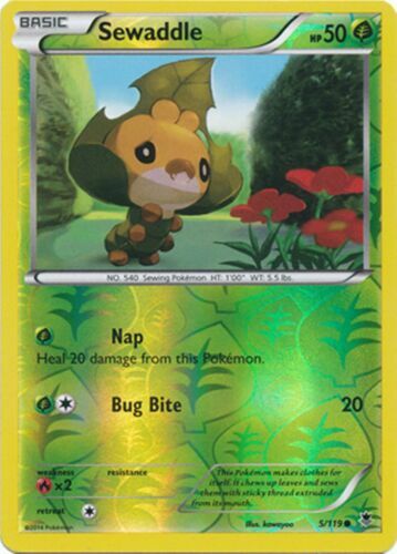 Sewaddle 5/119 Phantom Forces Reverse Holo Common Near Mint NM Pokemon DNA GAMES