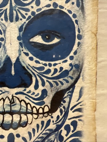 Mexikanische Kunst handgemalt auf Rindenpapier -Amate- natürliche Farben und Baumwollstoff - Bild 3 von 3