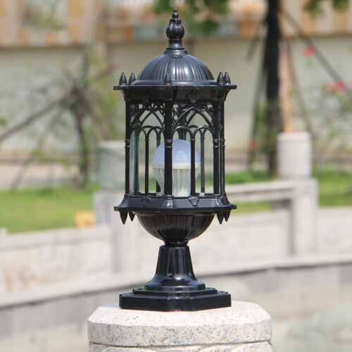 Black Pillar Light Modern Lantern Garden Lighting Outdoor Yard Gate Post Lamp - Picture 6 of 7