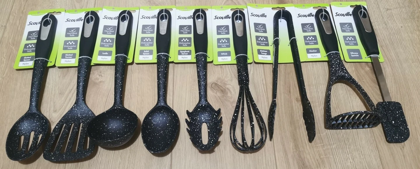9x Original Scoville Solid STOTTED Spoon Ladle Turner Masher Whisk Spatula Tong
Opens in a new windo