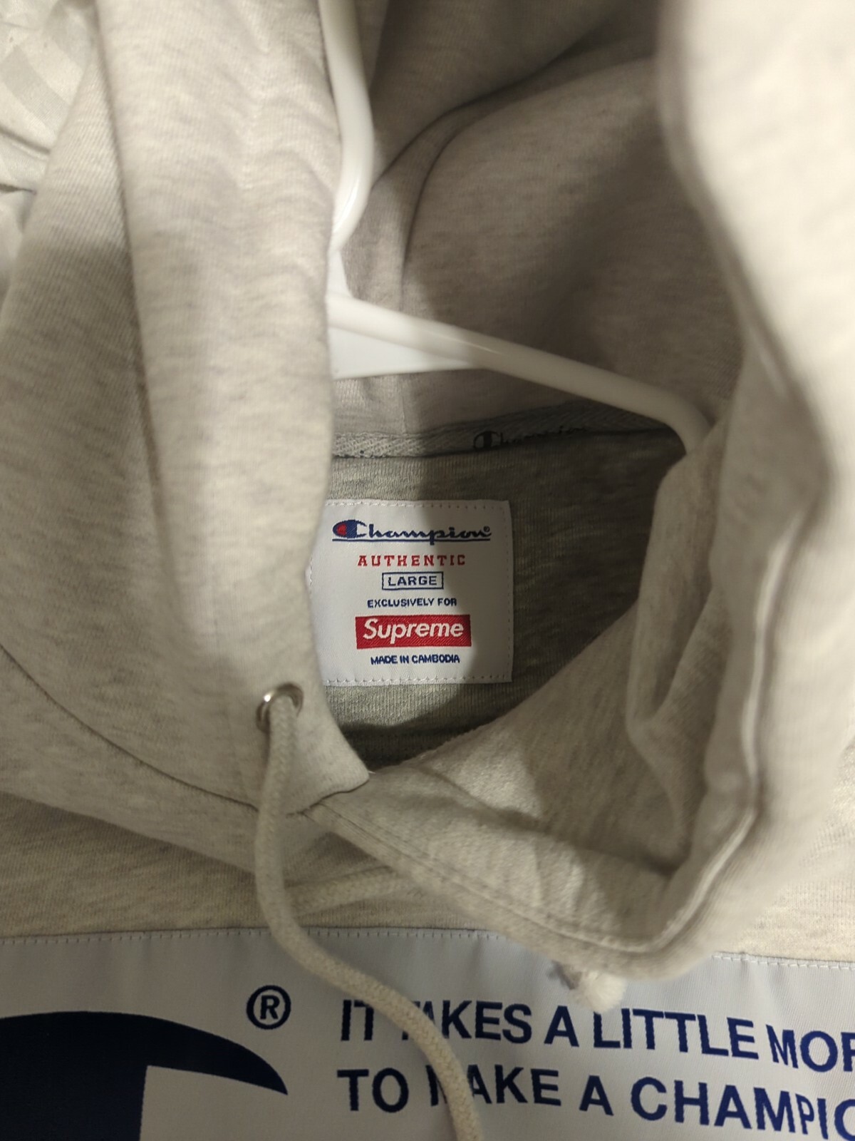 Supreme x Champion Box Label (L) Ash Grey Hoodie image 3