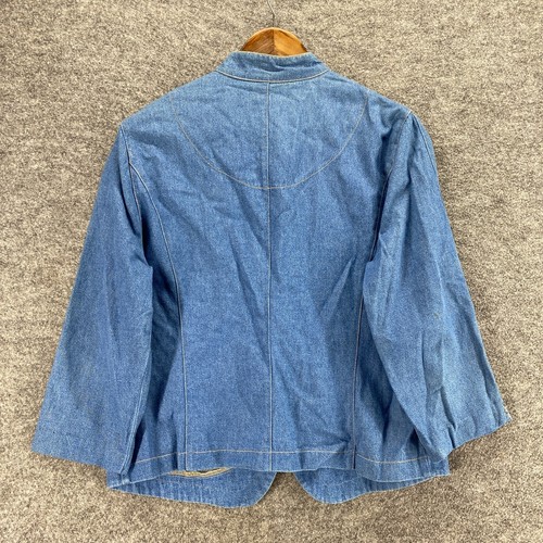 Ruby Rd. Jacket Women 12 Blue Paisley Denim Medium Wash Button Up Long Sleeve - Picture 2 of 6