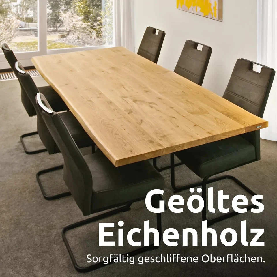 Massivholz Tischplatte Eiche mit Baumkante – 120 x 70 cm - Bild 3 von 4