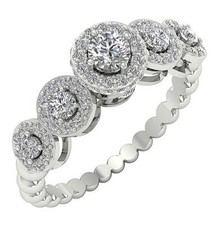 I1 G 1.10Ct Round Cut Diamond Designer Halo Solitaire Ring 14K Solid Gold 7.30MM