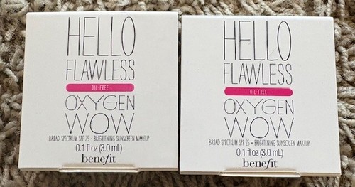 Lot of 2 Hello Flawless Oxygen Wow Oil-free Brightening Sunscreen Makeup 0.1 oz