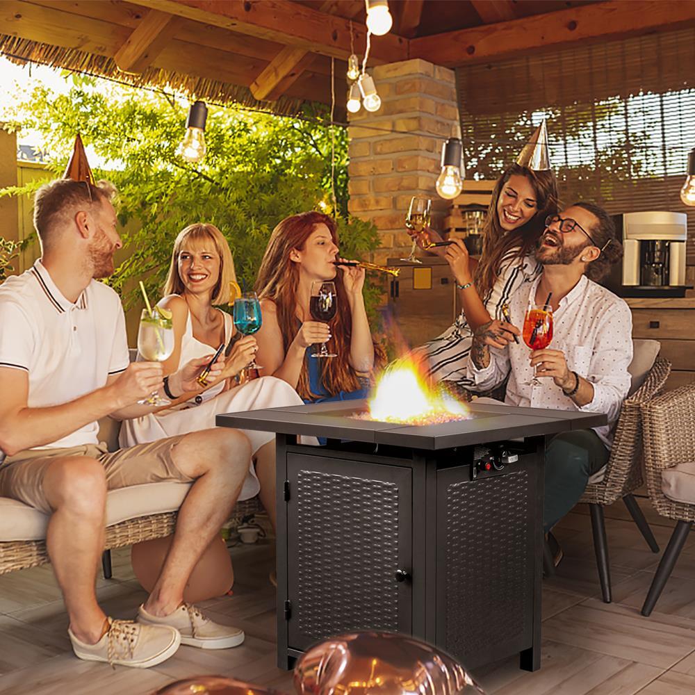 Outdoors Propane Fire Pit 28" Square Gas Fire Pit Table 50000BTU Patio Heater