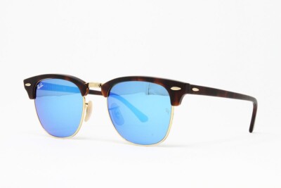 Ray Ban Sunglasses Clubmaster Unisex RB3016 114517 Sand Havana 51mm Blue Lens