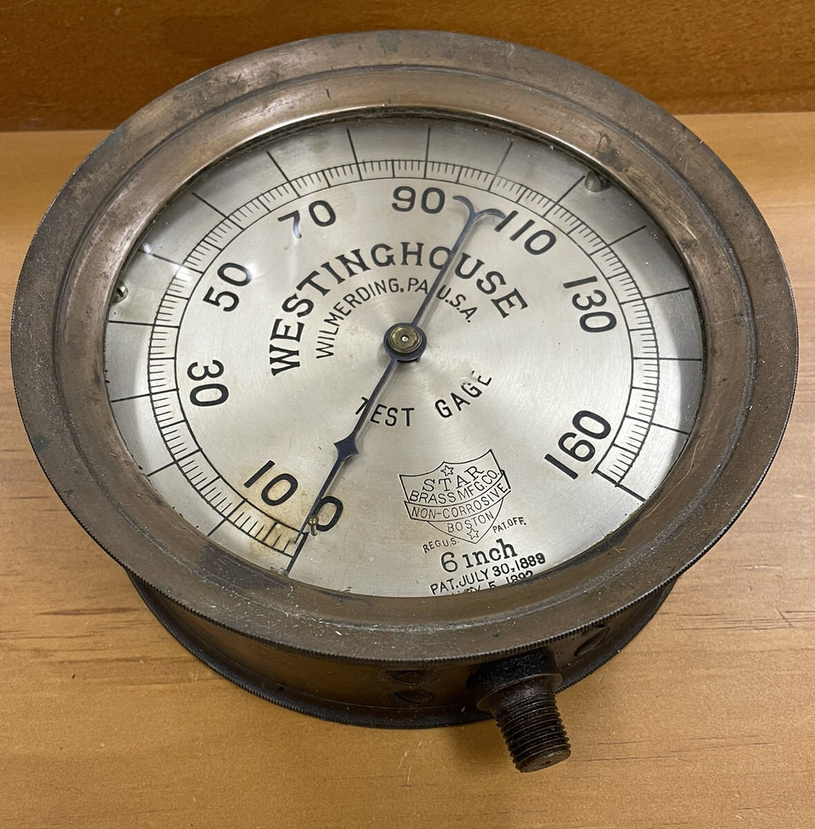 Vintage antique Westinghouse gauge Star Brass MFG.CO Non Corrosive 7/30