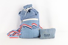 Vintage 70s Kodak Spell Out Chambray Denim Mini Top Loader Packable Backpack Bag