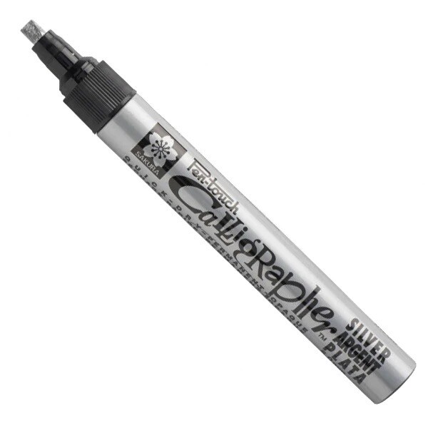 Sakura PEN Touch CALLIGRAPHY Paint MARKER Pen SILVER 5mm NIB Chisel CHROME Japan