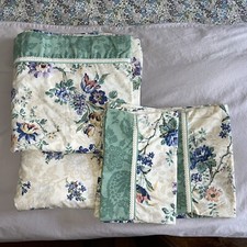 Laura Ashley Double Full Sheet Set Green Floral Pillowcases Flat And Fitted