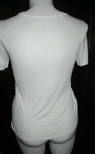 Maurices 24/7 Blouse Womens S Ivory Side Ruched Tie S/S Shirt Stretch Top - Picture 4 of 4