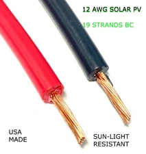 12 AWG Gauge PV Wire 1000/2000 Volt Pre-Cut 15-500 Ft for Solar Instal