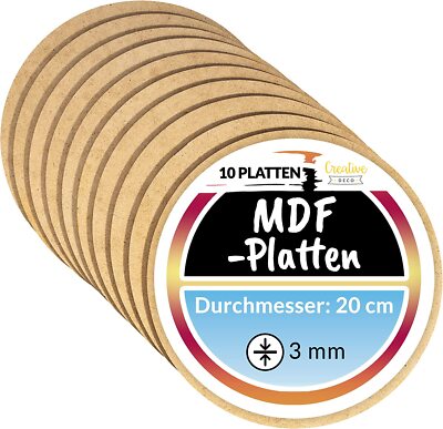 Creative Deco 10 Runde MDF Platten | Durchmesser 30/20 cm | Dünne Holz-Platten