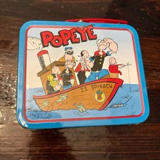 1997 Mini Lunchbox Popeye Sailor Man SS Spinach Metal Tin Size 5.5” X 4.75”