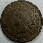 1864 Bronze About Uncirculated Indian Head Cent Exact Coin Imaged #IND1746