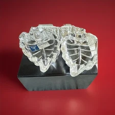 2 Leaf Dishes 24% Lead Crystal Clear Made In Yugoslavia Trinket Dish