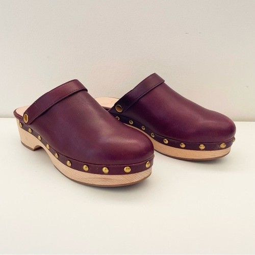 J Crew Convertible leather clogs 7.5 mules slides platform boho artsy chunky red - Picture 6 of 15
