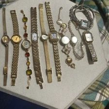 Lot Of 10 Assorted Womens Watches Untested Vintage Gold Silver Mix Tone Metal
